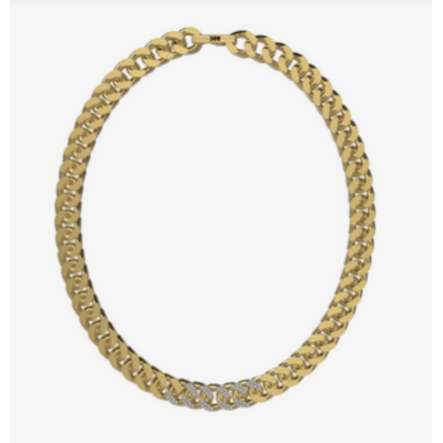 Collar Guess Caballero Champions Acero Dorado Cadena Tipo Nomeolvides Con Pedreria Central Ref: JUMN01379JWYGT-U