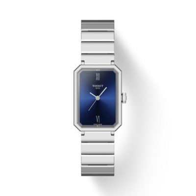 Reloj Tissot Mujer SRV 30mm Acero Rectangular Esfera Azul Cristal Zafiro Movimiento Suizo Ref: T1601101104300
