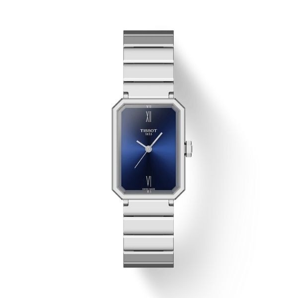Reloj Tissot Mujer SRV 30mm Acero Rectangular Esfera Azul Cristal Zafiro Movimiento Suizo Ref: T1601101104300