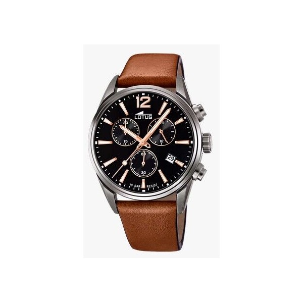 Reloj Lotus de hombre chrono de piel marrón Ref:18683/2