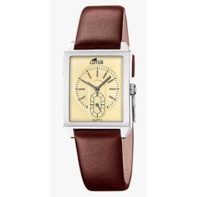 Reloj Lotus Hombre  Square Series Caja de Acero  Plateado Correa de Piel Marrón  Ref:19078/2