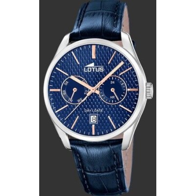 Reloj Lotus Caballero Multifunction Collection Piel Azul Acero Multifunción 42mm Ref: 19073/2