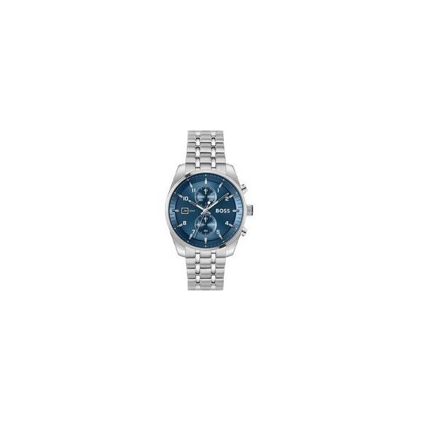 Reloj Hugo Boss Caballero Skytraveller Cronógrafo Acero Esfera Azul Con Calendario 44mm Ref: 1514216