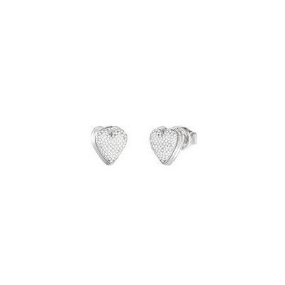 Pendientes Guess Mujer By Your Side Corazones Acero Pavé CIrconitas Blancas Ref: JUBE06080JWRHT-U