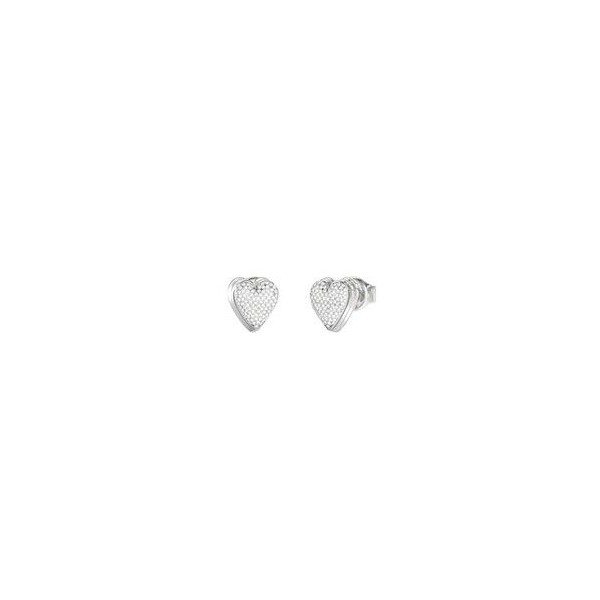 Pendientes Guess Mujer By Your Side Corazones Acero Pavé CIrconitas Blancas Ref: JUBE06080JWRHT-U