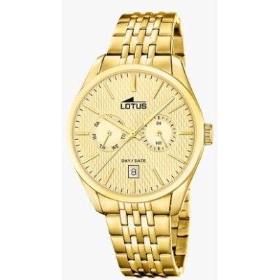Reloj Lotus Caballero Multifunction Collection Acero IP Dorado Esfera Champagne Con Calendario 42mm  Ref: 19074/1