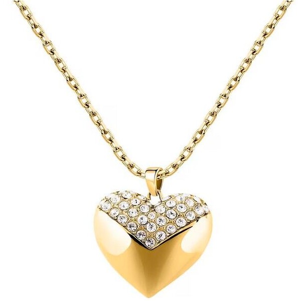 Collar Karl Lagerfeld Mujer Pave Amour Acero Dorado Corazón Pavé Circonitas Blancas 50+5CM Ref: KLBJW01