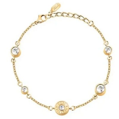 Pulsera Karl Lagerfeld Mujer Illume Acero Dorado Con Circonitas Blancas 17+ 3CM Ref: KLBJX12