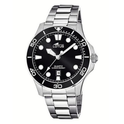 Reloj Lotus Caballero Excellent Cronógrafo Acero Esfera Negra y Bisel Negro 44,5mm Ref: 18759/3