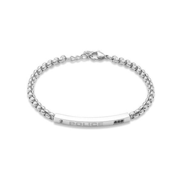 Pulsera Police Jewels Cubet Caballero Cadena Delgada De Acero Con Detalles De Circonitas Negras Ref: PEAGB0041601