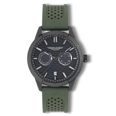 Reloj Aston Martin Caballero HDL-Icon Correa Silicona Bertelli Green Caja Acero Ip Negro Multifunción 42mm Ref: MTIH2S604