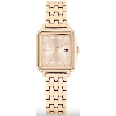 Reloj Tommy Hilfiger Mujer Mia Acero IP Rosado Caja Rectangular Esfera Rosada Números Romanos 24mm Ref:1782833