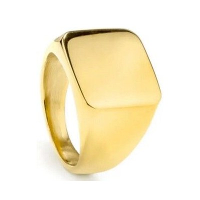 Anillo Radiant Jewels Caballero Shine & Matt Sello Ancho Acero Dorado Talla 24 Ref: RH000027-24