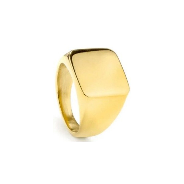 Anillo Radiant Jewels Caballero Shine & Matt Sello Ancho Acero Dorado Talla 24 Ref: RH000027-24