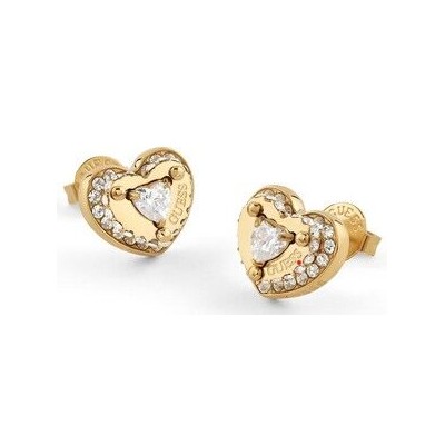 Pendientes Guess Mujer Till Morning Corazones Acero Dorado Diferentes Alturas 12mm Con Circonitas Blancas Ref: JUBE05551JWYGT/U