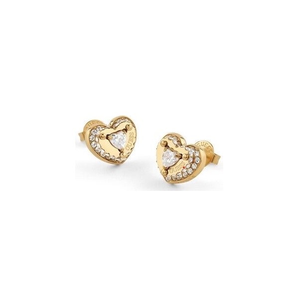 Pendientes Guess Mujer Till Morning Corazones Acero Dorado Diferentes Alturas 12mm Con Circonitas Blancas Ref: JUBE05551JWYGT/U