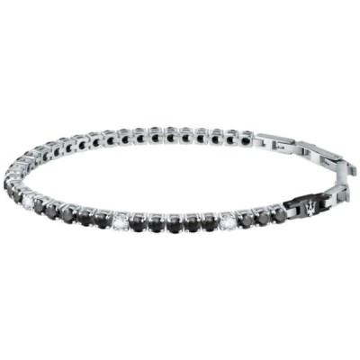 Pulsera Maserati Caballero Riviere Acero Con Circonitas Negras Y Blancas 22cm Ref: JM222AVC05