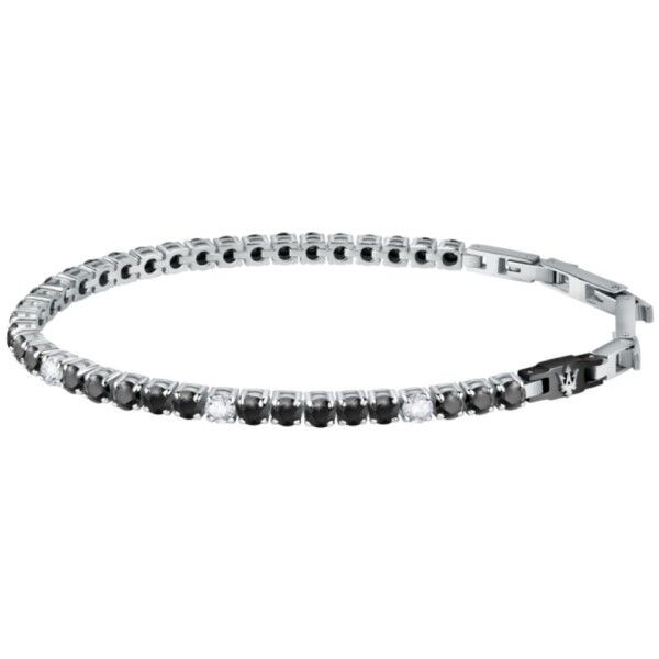 Pulsera Maserati Caballero Riviere Acero Con Circonitas Negras Y Blancas 22cm Ref: JM222AVC05