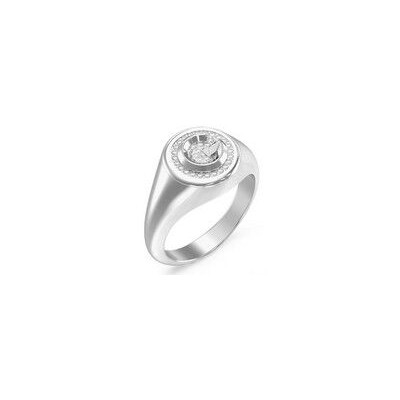 Anillo Guess Mujer G Crystal Acero Icónica "G" Sobre Fondo De Pedreria Circonitas Blancas Talla 52 Ref: JUBR05449JWRH52