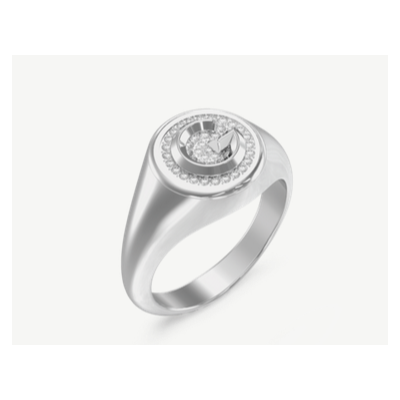 Anillo Guess Mujer G Crystal Acero Icónica "G" Sobre Fondo De Pedreria Circonitas Blancas Talla 56 Ref: JUBR05449JWRH56