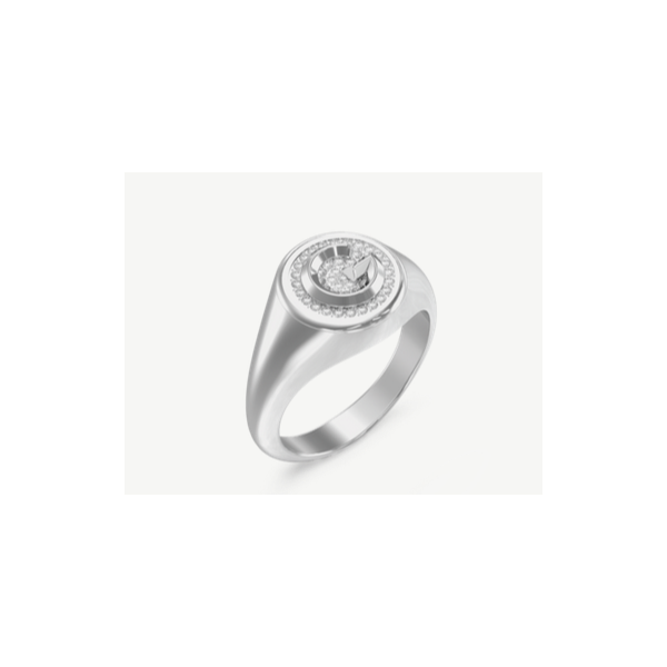 Anillo Guess Mujer G Crystal Acero Icónica "G" Sobre Fondo De Pedreria Circonitas Blancas Talla 56 Ref: JUBR05449JWRH56