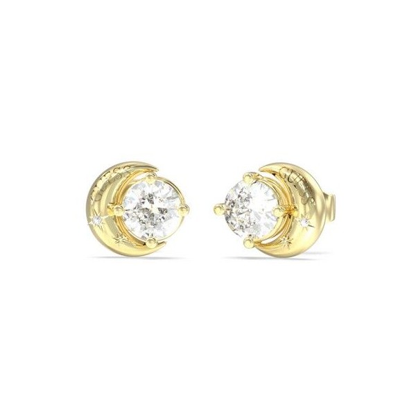 Pendientes Guess Mujer Aurora Medialuna Acero Tono Dorado Con Circonita Cúbica Blanca En El Centro Ref: JUBE06233JWRHT/U