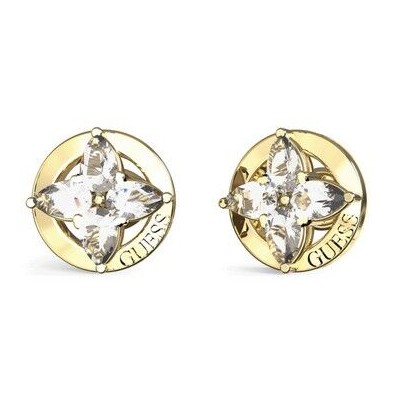 Pendientes Guess Mujer Secret Garden Flor Acero Dorado Con Circonitas Cúbicas Blancas Ref: JUBE06040JWYGWHT/U