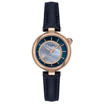 Reloj Tissot Désir 28mm Movimiento Automático Suizo Piel Azul Esfera Azul Nácar Cristal Zafiro Ref: T1522073613100