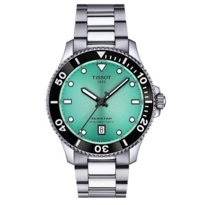 Reloj Tissot Seastar 1000 Caja 40mm Acero Esfera Turquesa Bisel Negro Cristal Zafiro Movimiento Suizo Ref: T1204101109100