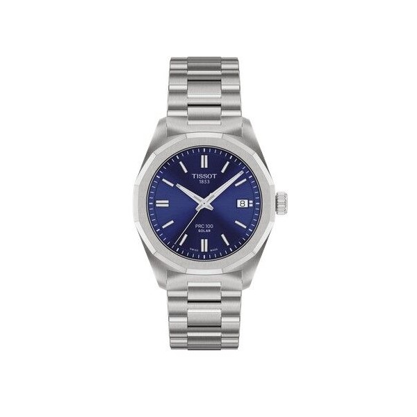 Reloj Tissot PRC 100 Solar 34mm Solar Acero Esfera Azul Marino Movimiento Suizo Cristal Zafiro Ref: T1518221104100
