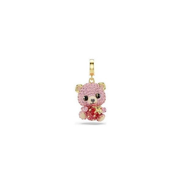 Charm Swarovski Idyllia, Tallas mixtas, Osito, Rosa, Baño Tono Oro Ref: 5738357