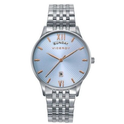 Reloj Viceroy Mujer Caja y Brazalete De Acero Esfera Celeste Números Romanos IP Rosa Con Calendario 3mm Ref: 42450-33
