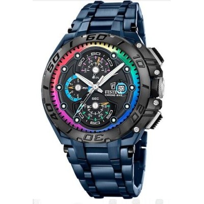 Reloj Festina Chrono Bike Special Edition Acero IP Azul Con Correa Adicional Silicona Azul 46mm Ref: F20759/1
