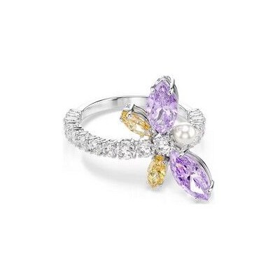 Anillo con motivo Ariana Grande x Swarovski Cortes mixtos, Libélula, Multicolor, Baño de rodio Talla 52 Ref: 5737367