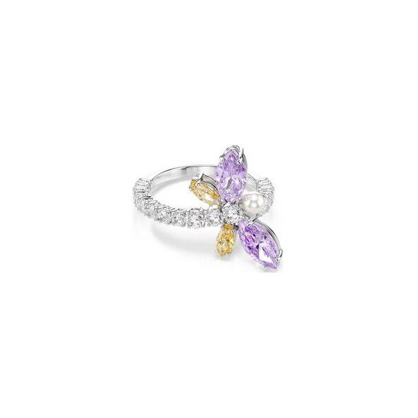 Anillo con motivo Ariana Grande x Swarovski Cortes mixtos, Libélula, Multicolor, Baño de rodio Talla 52 Ref: 5737367