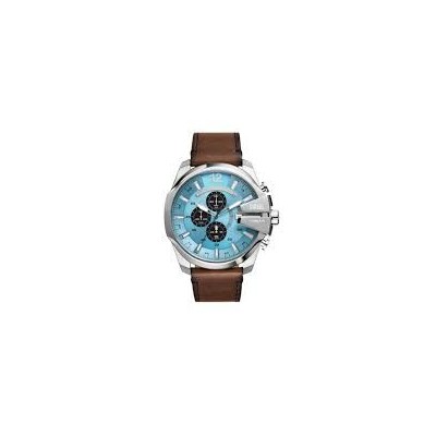 Reloj Diesel Mega Chief Caballero Piel Marrón Esfera Celeste Acero Cronógrafo 51mm Ref: DZ4657