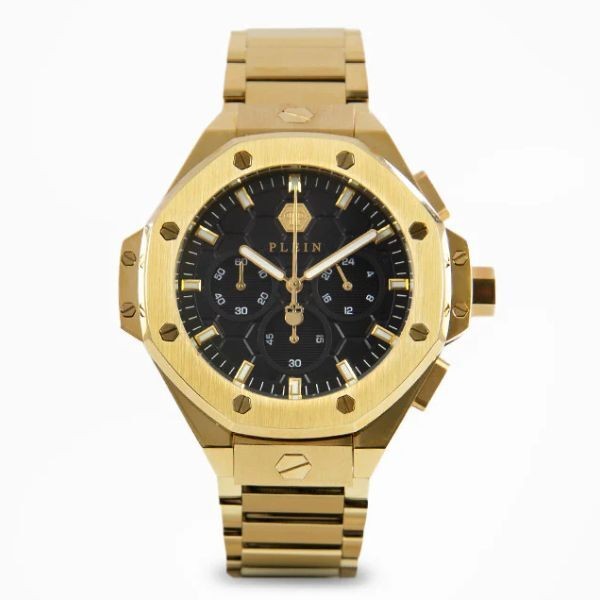 Reloj Philipp Plein Chrono Royal Pvd Oro Esfera Negra 42mm Ref: PWPSA0424