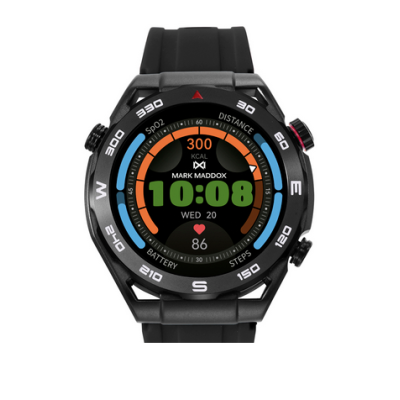 Reloj Mark Maddox Smart de metal negra con bisel negro con correa de silicona negra y otra en color naranja Ref: HS2004-50