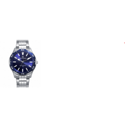 Reloj Mark Maddox Caja de acero con bisel azul 10 atm y brazalete de acero con movimiento cuarzo Ref: HM1016-36