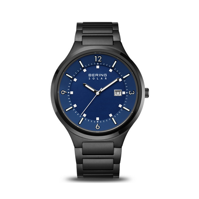 Reloj Bering Solar Negro y Azul Analógico Hombre Ref.14442-727