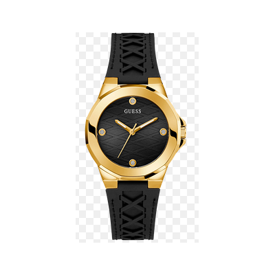 Reloj Guess Corset Mujer Correa Silicona Negra, Acero Dorado Ref: GW0599L2