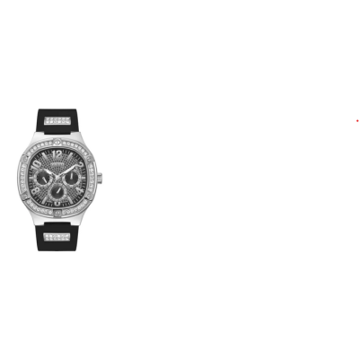 Reloj Guess Duke Caballero 46mm Correa Silicona Negra, Acero Con Circonitas Blancas, Multifunción Ref: GW0641G1