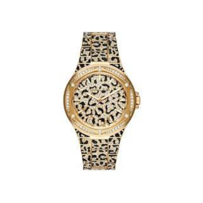 Reloj Michael Kors Mujer Lennox Oversize Con Incrustaciones Y Motivo Animal En Tono Dorado Ref: MK7284