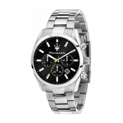 Reloj Maserati Attrazione Caballero Acero Esfera Negra Multifunción 43mm Ref: R8853151010