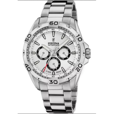 Reloj Festina Caballero Acero Esfera Blanca Multifunción 44,7mm Ref: F20623/1