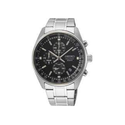 Reloj Seiko Neo Sports Hombre Plateado y Negro Cronógrafo Ref. SSB379P1