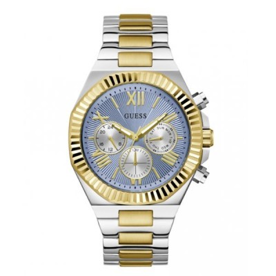 Reloj Guess Caballero Equity Bicolor Acero/IP Dorado Esfera Celeste Multifunción 46mm Ref: GW0703G3