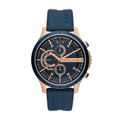 Reloj Armani Exchange Caballero Hampton Caucho Azul Acero Rosé 44mm Ref. AX2440