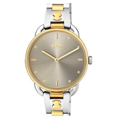 Reloj Tous Let Brazalete Bicolor De Acero Con Esfera Gris Ref: 200350710