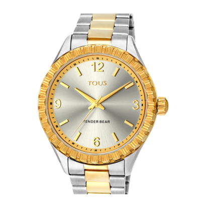 Reloj Tous tender bear de acero ip bicolor dorado con relieve de ositos Ref: 200350970